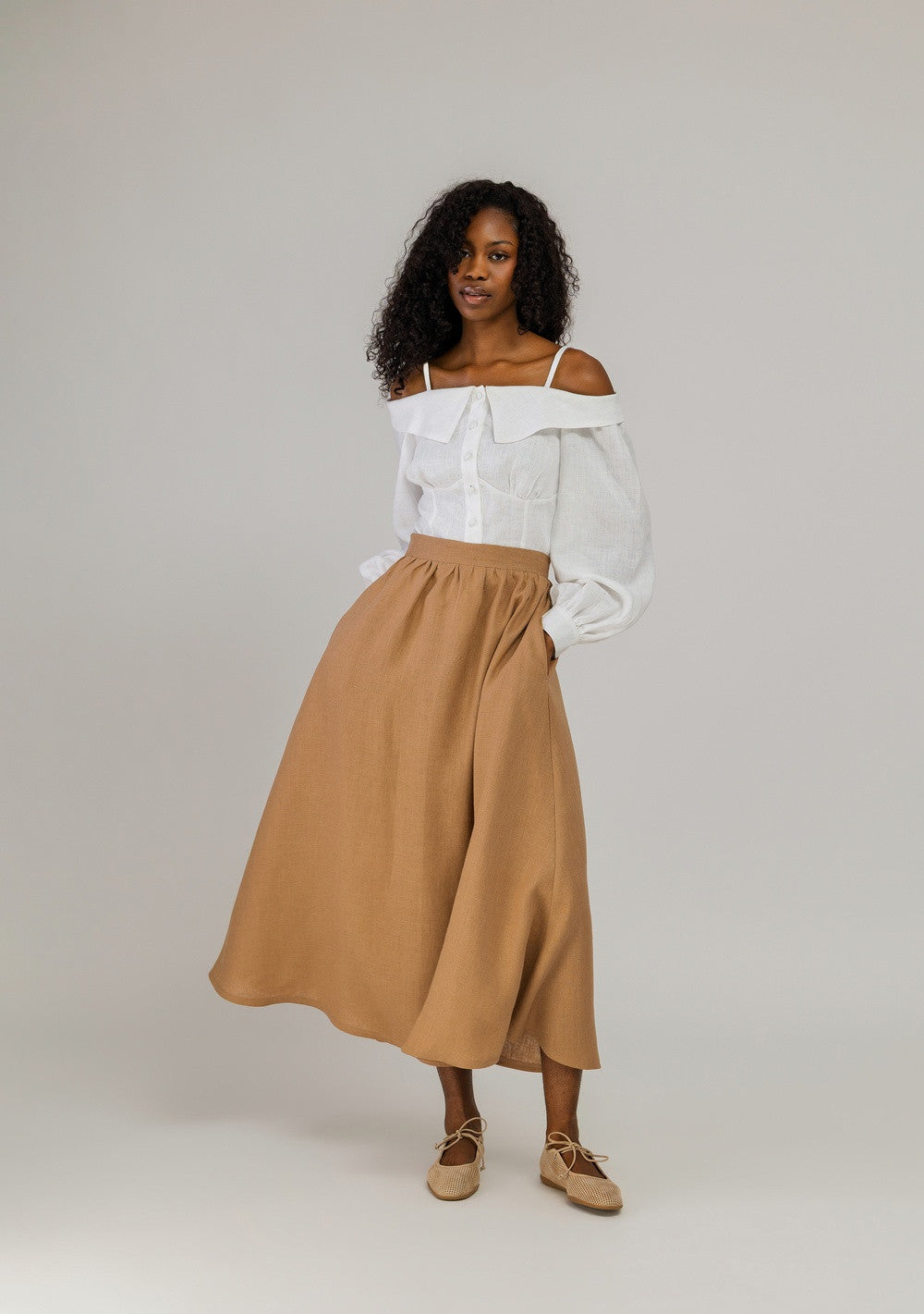 Off shoulder linen blouse Sylvie