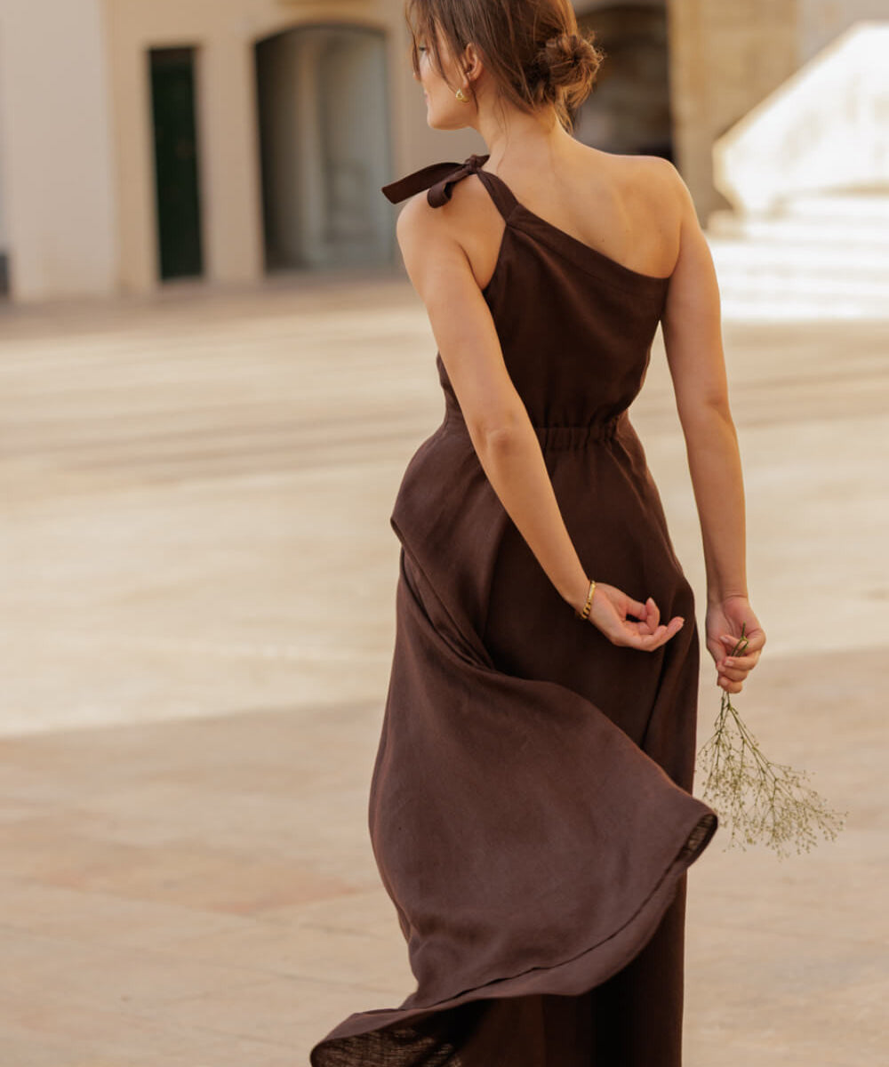 One shoulder linen dress Rachel