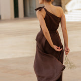 One shoulder linen dress Rachel