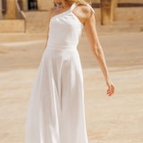 One shoulder linen wedding dress Rachel