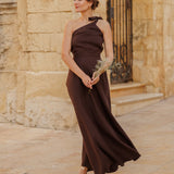 One shoulder linen wedding dress Rachel