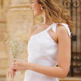 One shoulder linen wedding dress Rachel