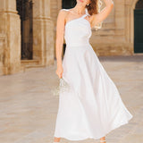 One shoulder linen wedding dress Rachel