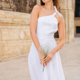 One shoulder linen wedding dress Rachel