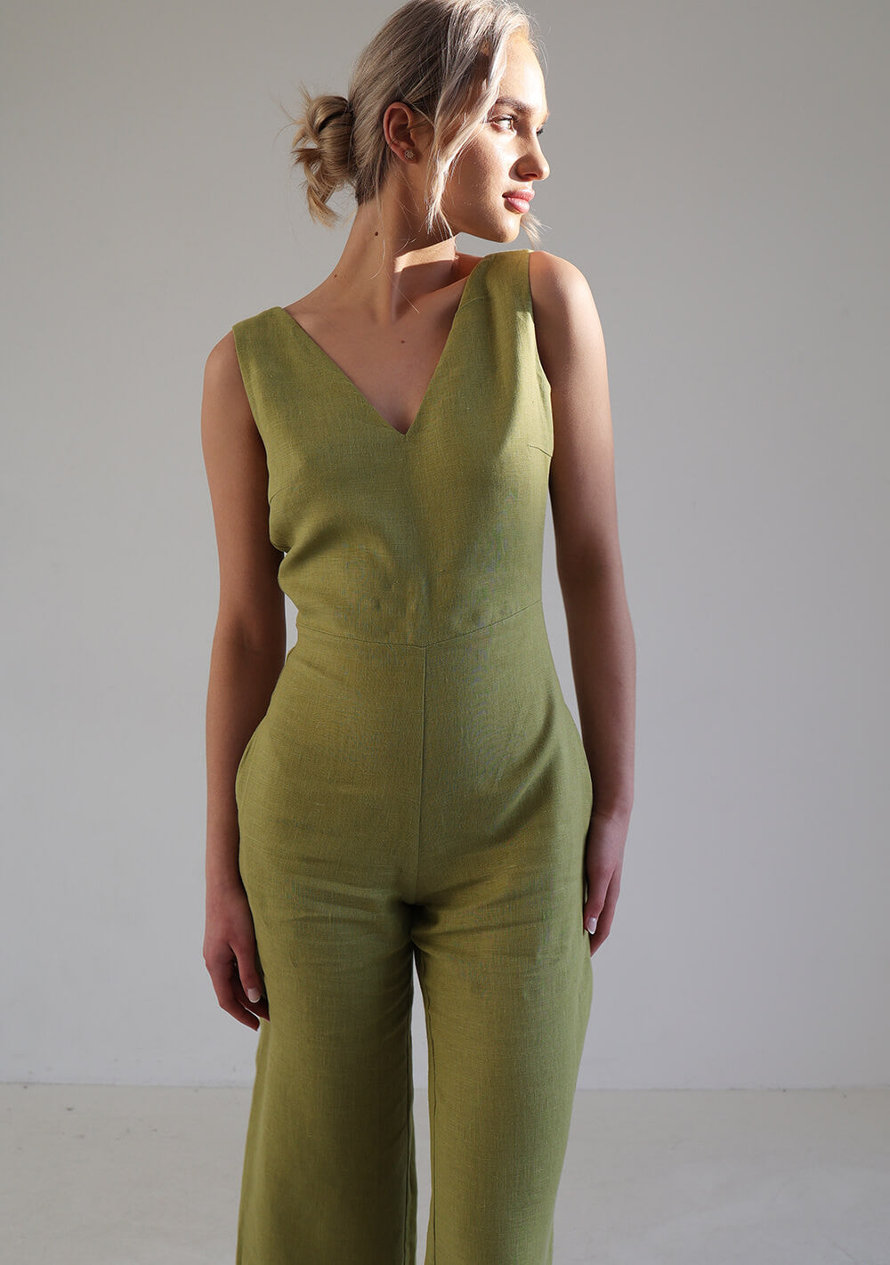 Open back linen jumpsuit Uma