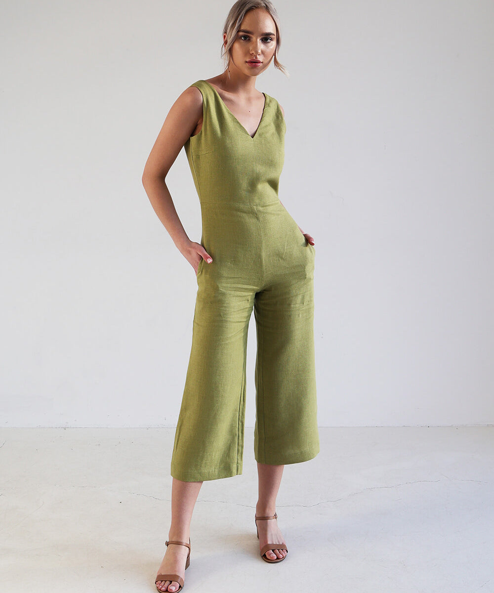 Open back linen jumpsuit Uma
