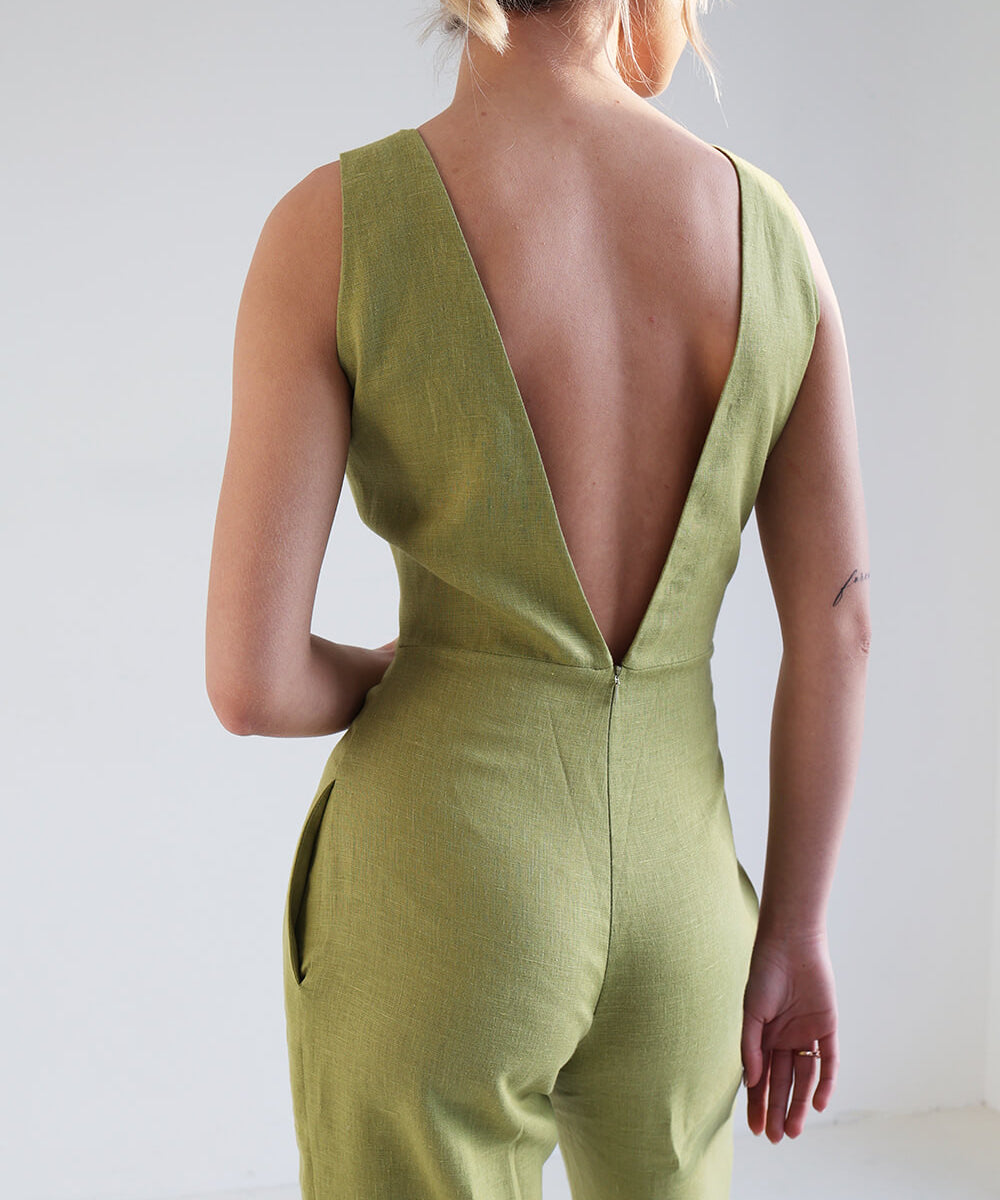 Open back linen jumpsuit Uma