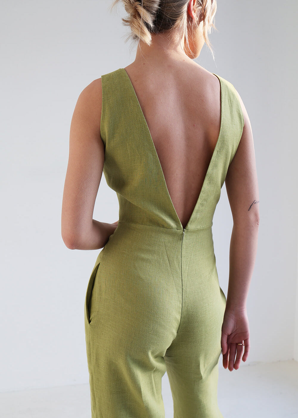 Open back linen jumpsuit Uma