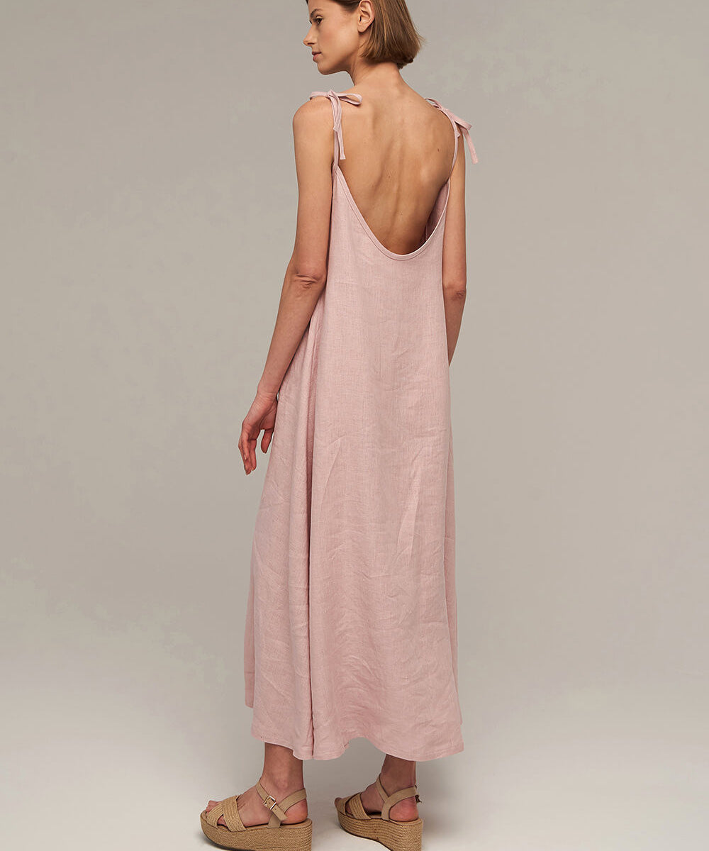 Linen maxi dress with open back Winona