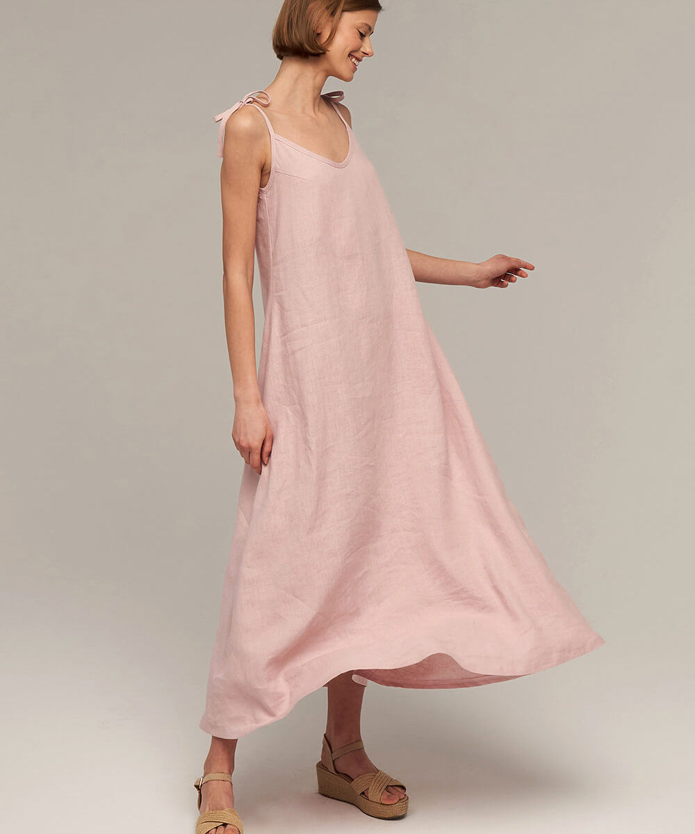 Linen maxi dress with open back Winona