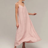 Linen maxi dress with open back Winona