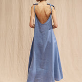 Linen maxi dress with open back Winona