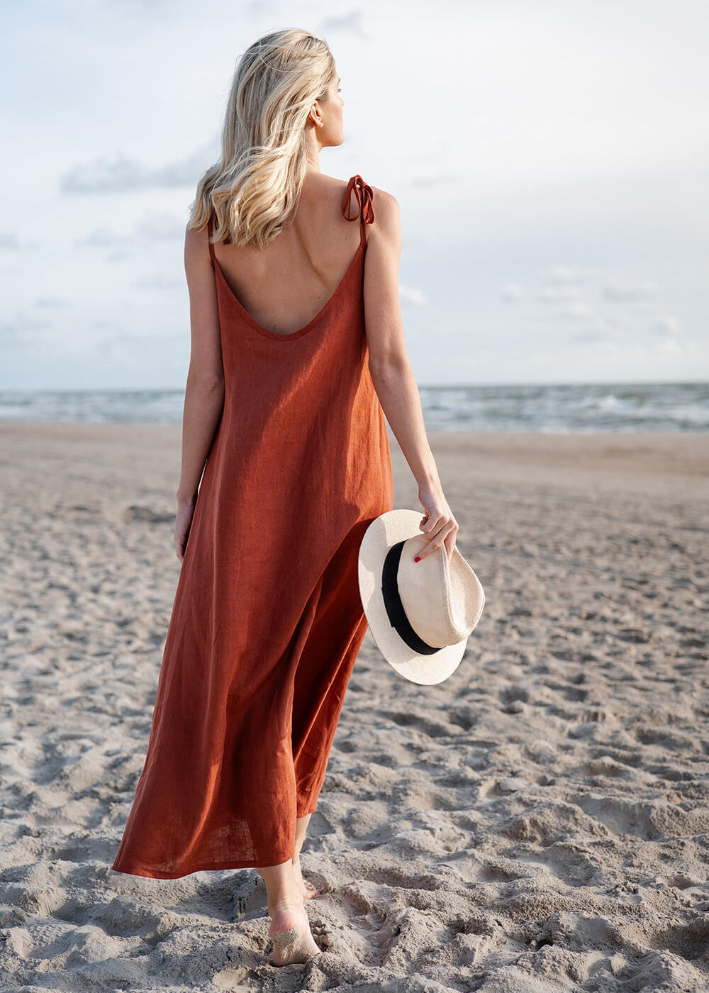 Open back linen maxi dress Winona