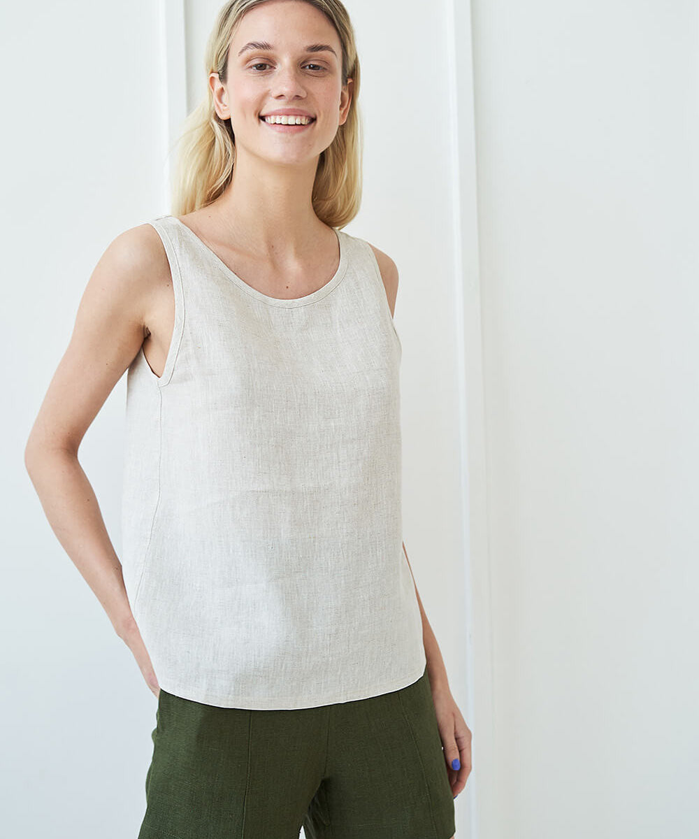 Open back linen top Leigh