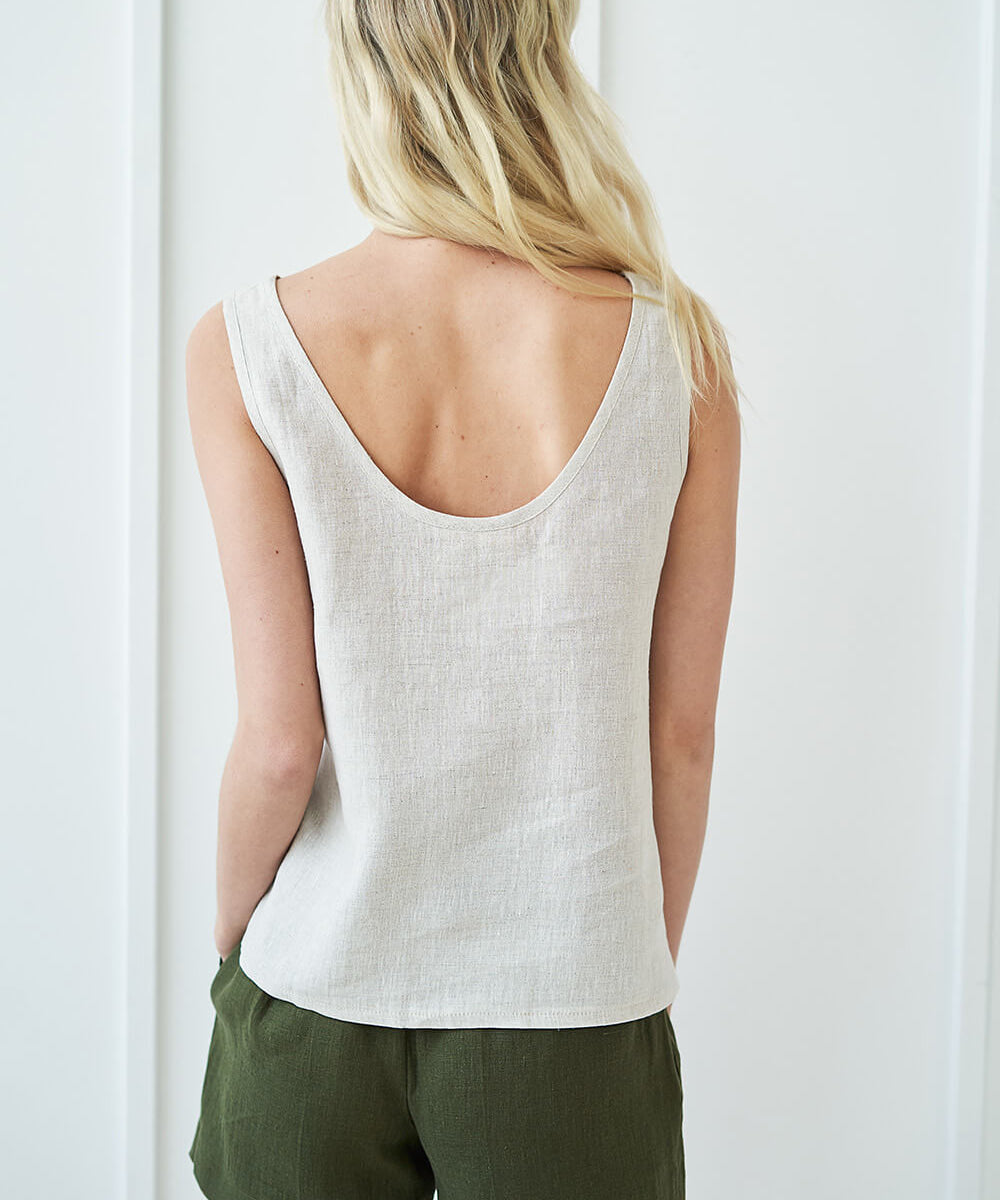 Open back linen top Leigh