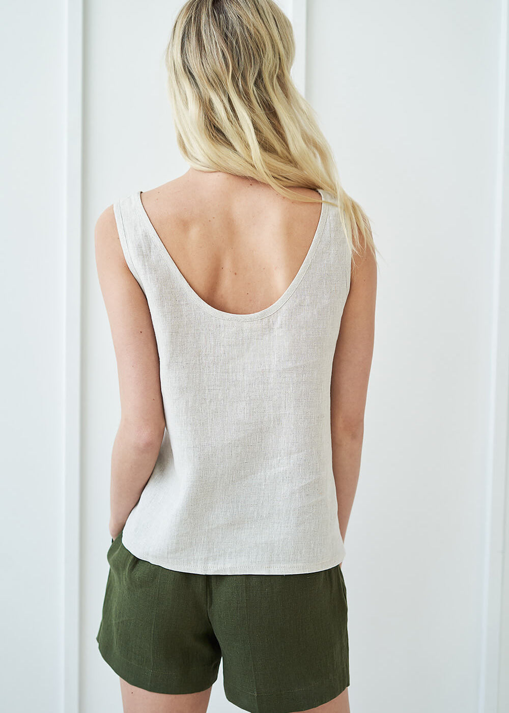 Open back linen top Leigh