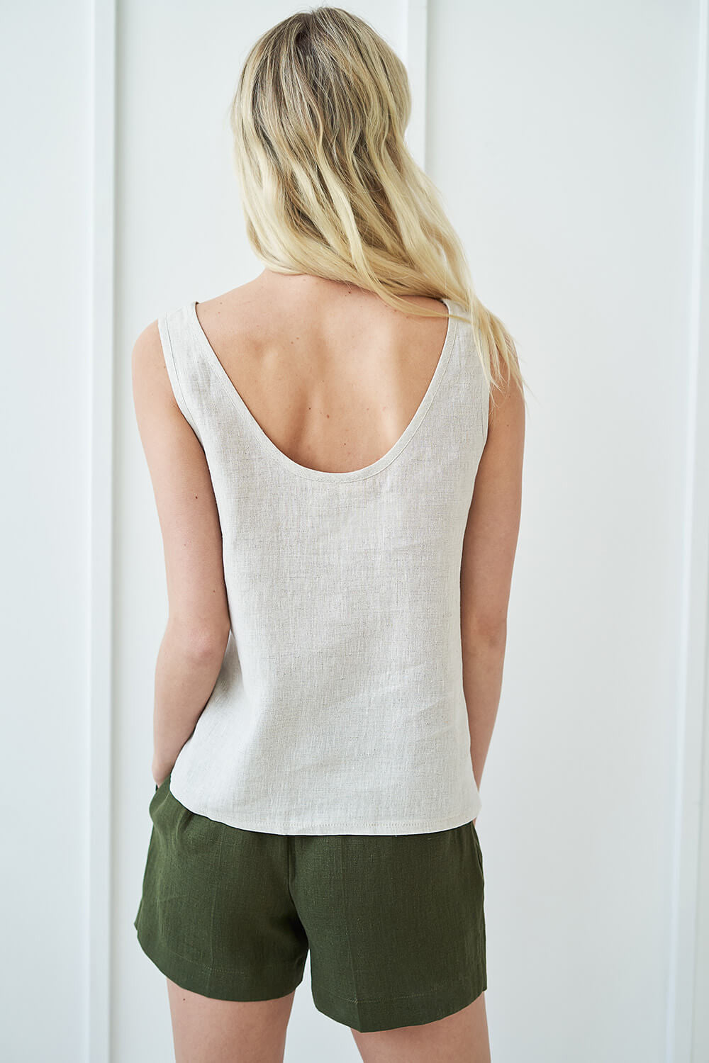 Open back linen top Leigh