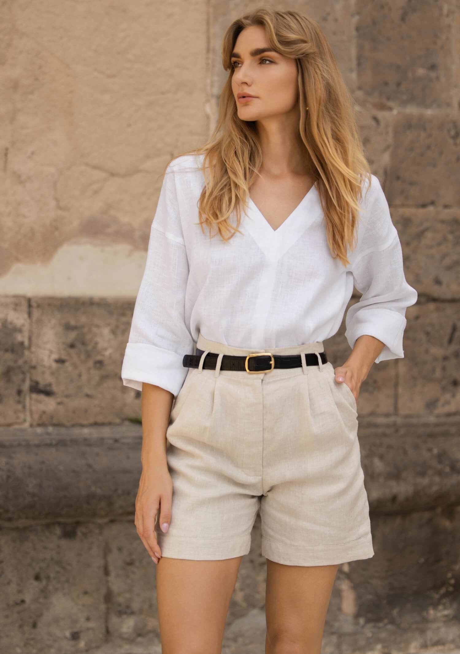 Pleated linen shorts Sydney