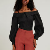 Portrait-collar linen blouse Sylvie