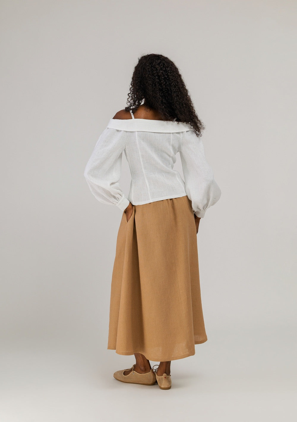 Portrait-collar linen blouse Sylvie