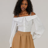 Portrait-collar linen blouse Sylvie
