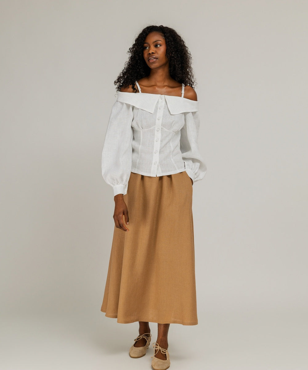 Portrait-collar linen blouse Sylvie