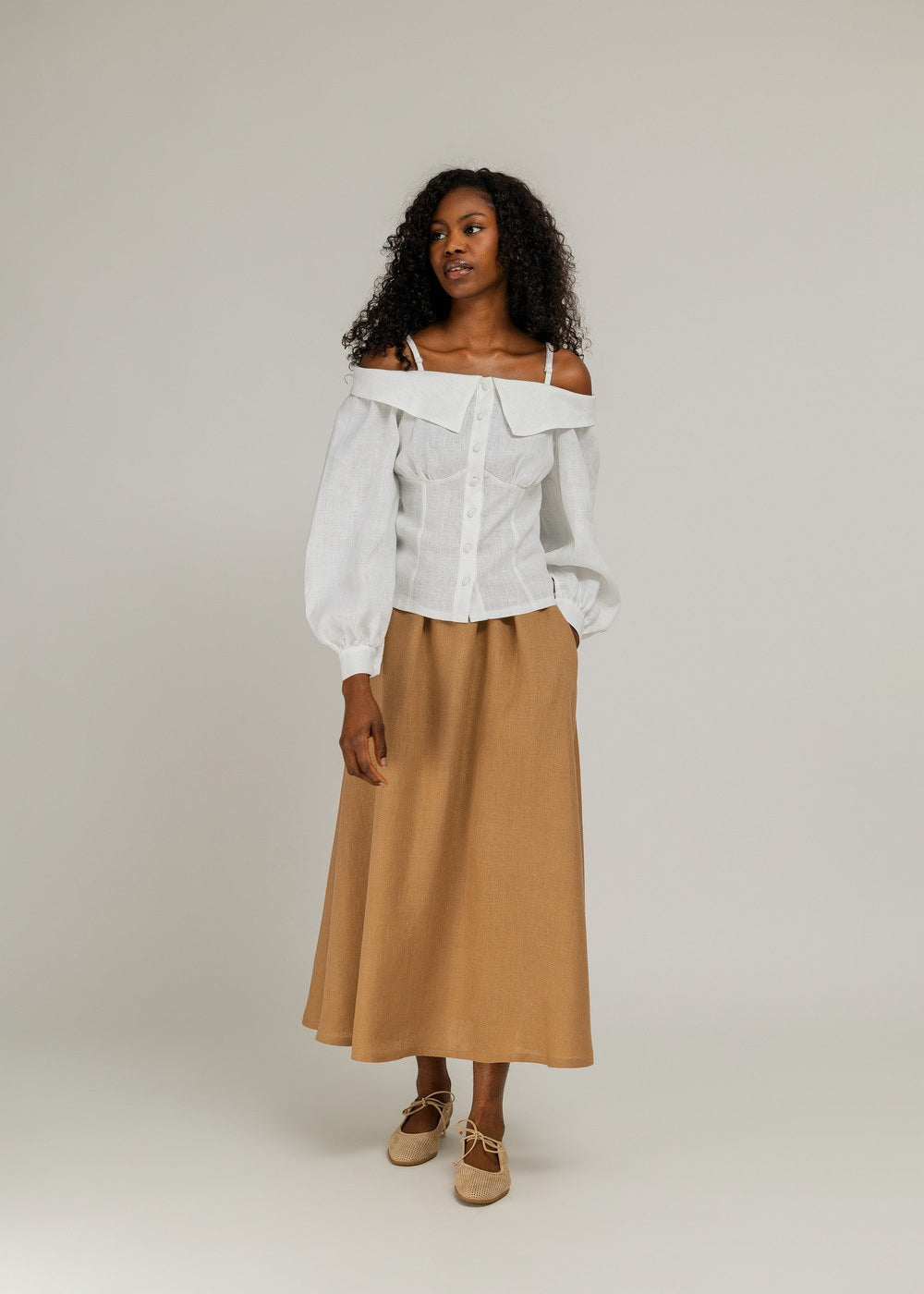 Portrait-collar linen blouse Sylvie