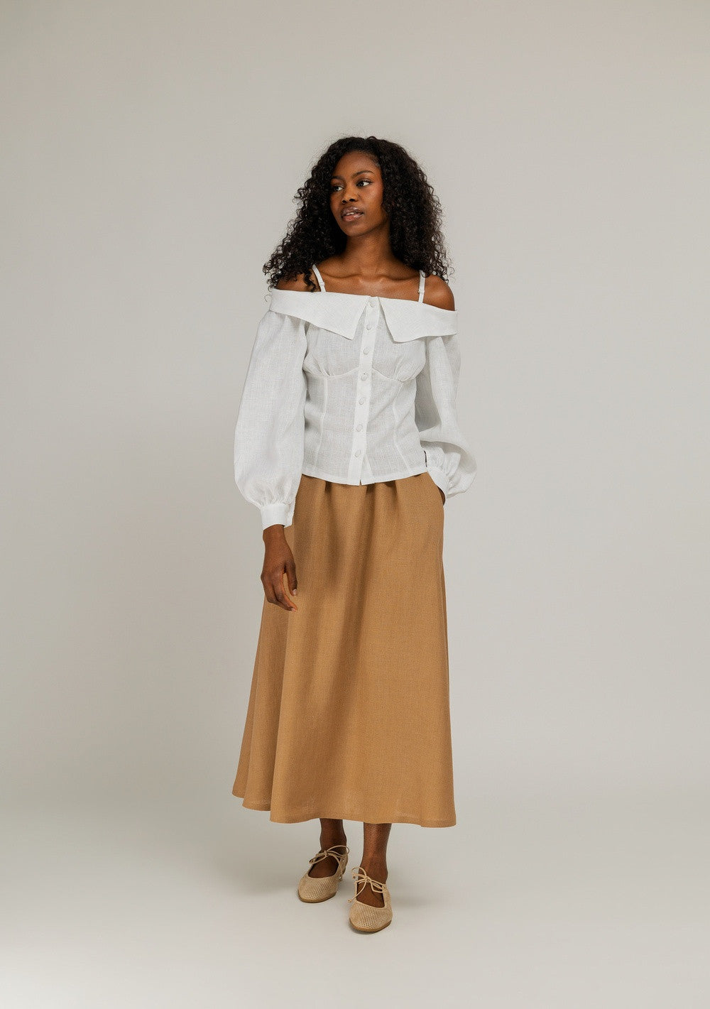 Portrait-collar linen blouse Sylvie
