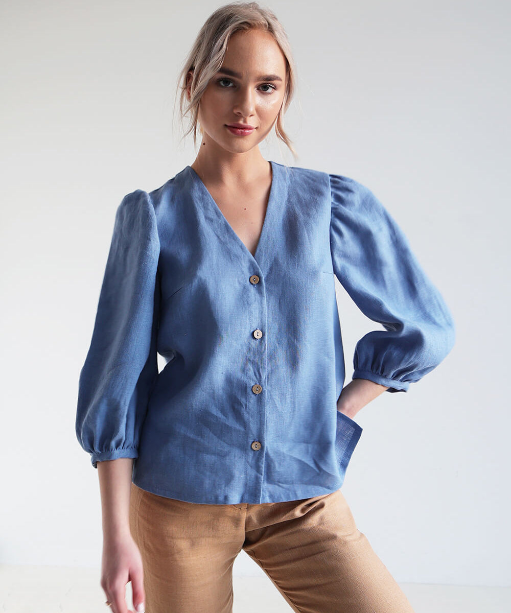 Puff sleeve linen blouse Eloise