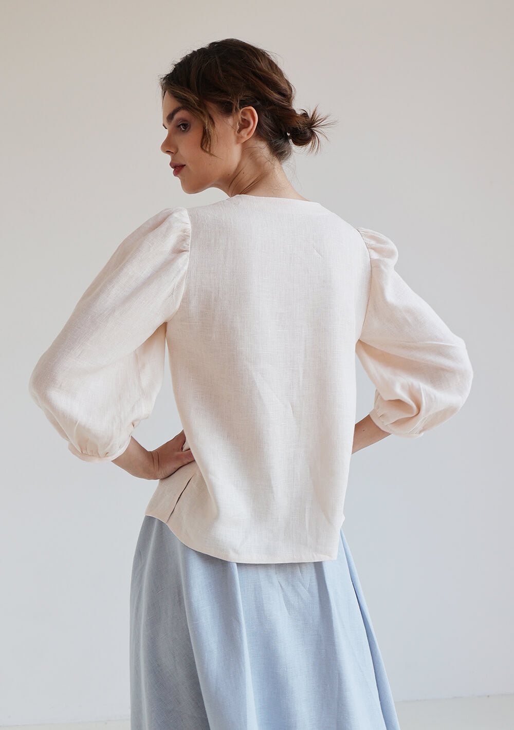 Puff sleeve linen blouse Eloise