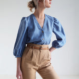 Puff sleeve linen blouse Eloise