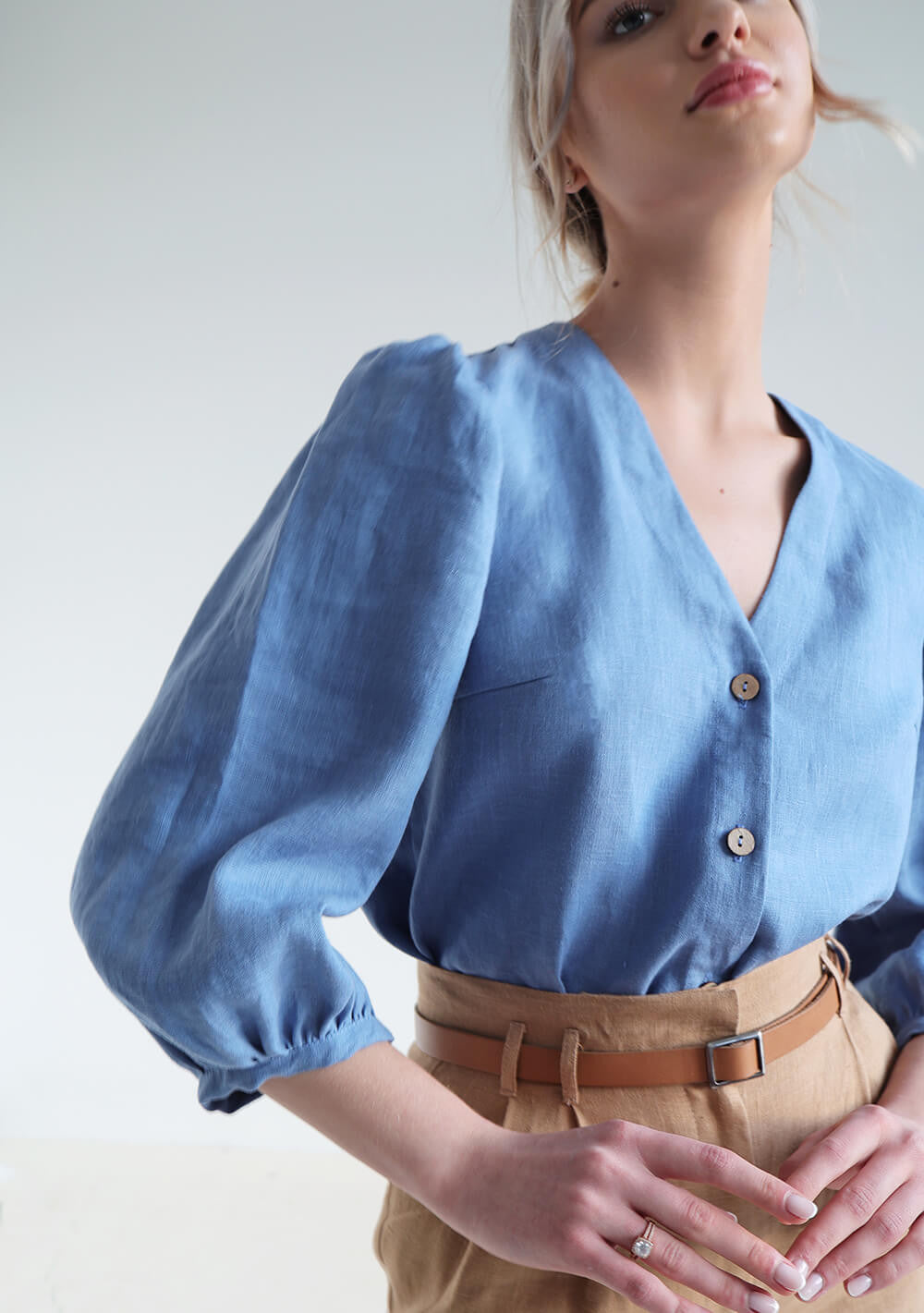 Puff sleeve linen blouse Eloise