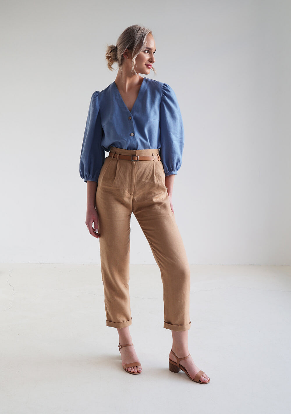 Puff sleeve linen blouse Eloise