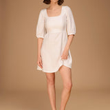 Puff sleeve linen dress Aurora mini length