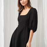 Puff sleeve linen dress Aurora