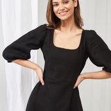 Puff sleeve linen dress Aurora