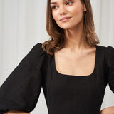 Puff sleeve linen dress Aurora