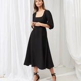 Puff sleeve linen dress Aurora