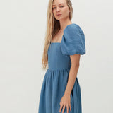 Puff sleeve linen dress Camille