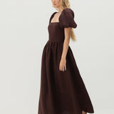 Puff sleeve linen dress Camille