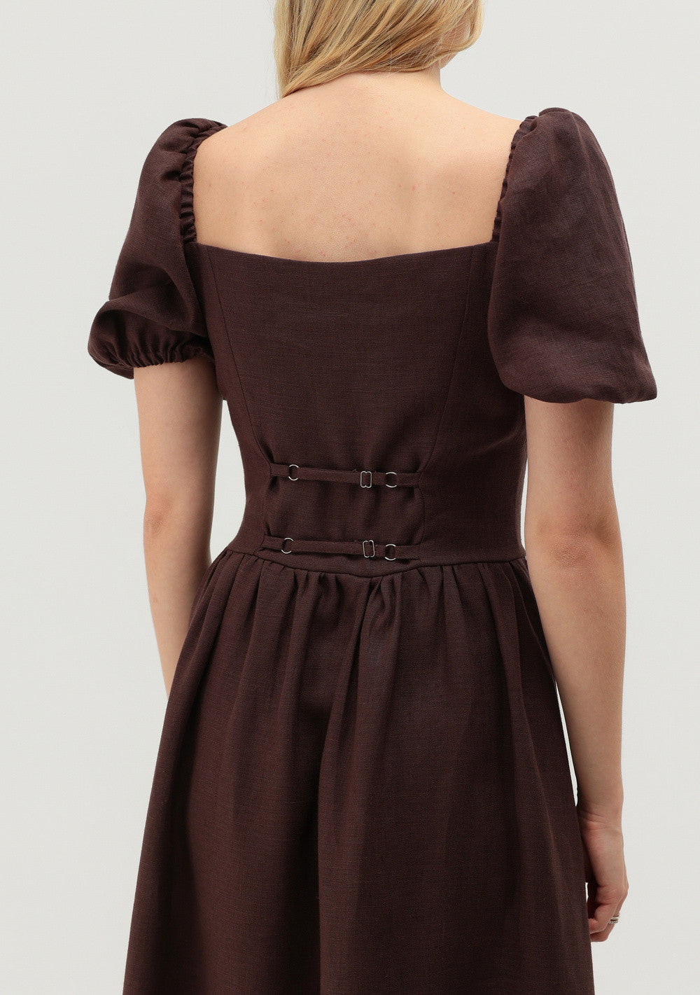 Puff sleeve linen dress Camille