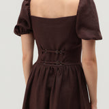 Puff sleeve linen dress Camille