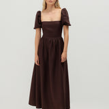 Puff sleeve linen dress Camille
