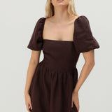Puff sleeve linen dress Camille