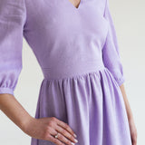 Puff sleeve linen dress Madeleine