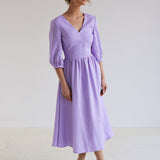 Puff sleeve linen dress Madeleine