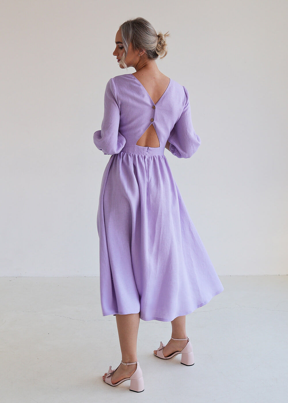 Puff sleeve linen dress Madeleine
