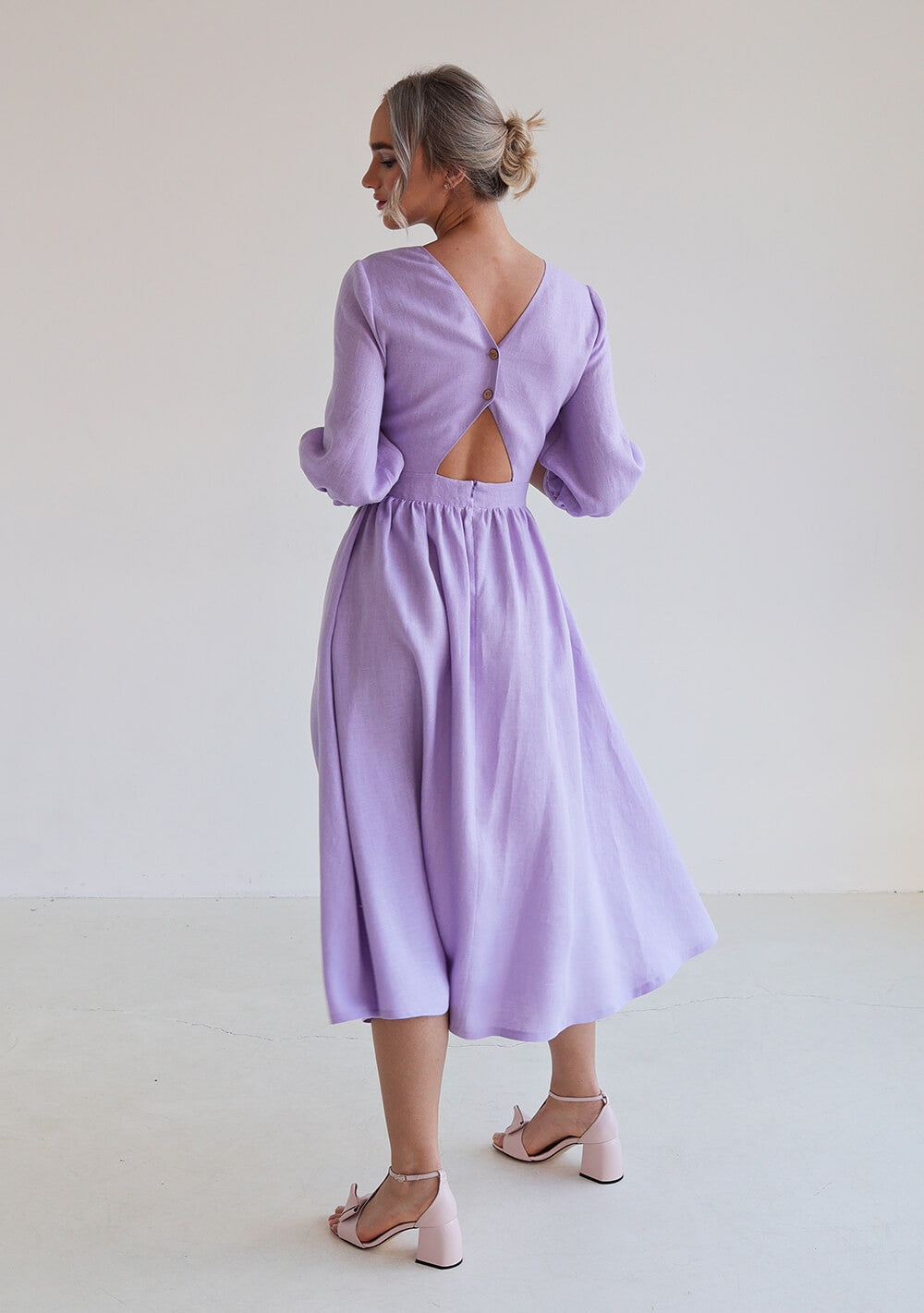 Puff sleeve linen dress Madeleine