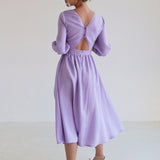 Puff sleeve linen dress Madeleine