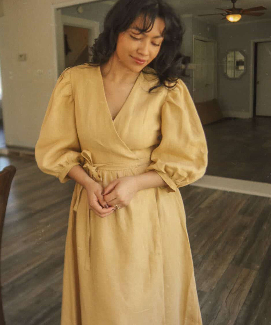 Puff sleeve linen dress Verona